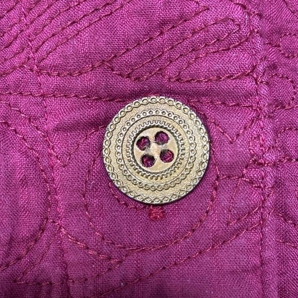 CJ Banks Quilted Button Front Jacket Outerwear Plum Layering Cotton Outdoor Cozy - Picture 13 of 15